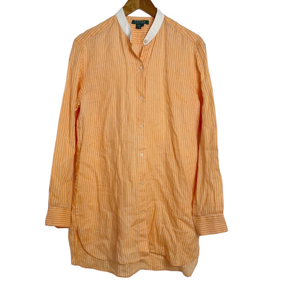 Lauren Ralph Lauren Long Sleeve Button Down Linen Tunic Shirt